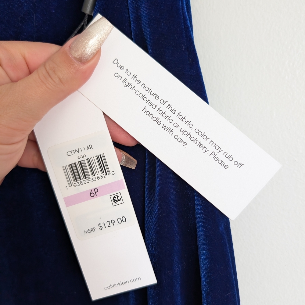 NWT Calvin Klein Royal Blue Velvet Dress - Picture 4 of 6